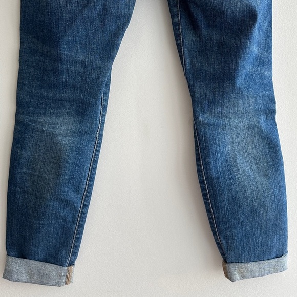 Madewell Distressed Mid-Rise Skinny Blue Cuffed Jeans, Medium Wash, Size 26 - Picture 14 of 16